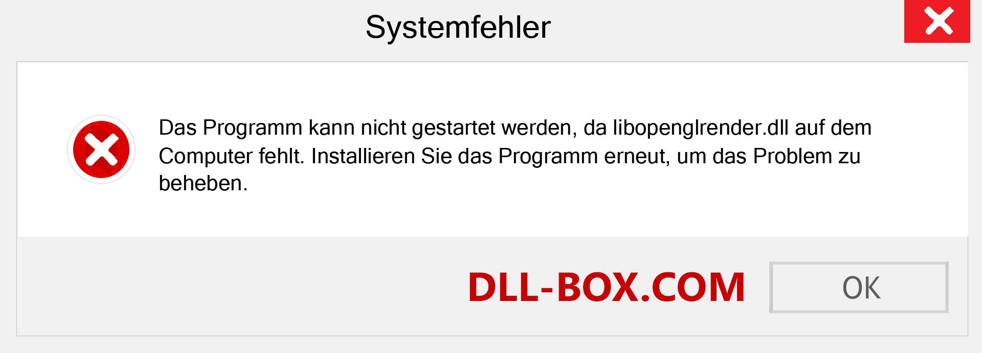 libopenglrender.dll-Datei fehlt?. Download für Windows 7, 8, 10 - Fix libopenglrender dll Missing Error unter Windows, Fotos, Bildern